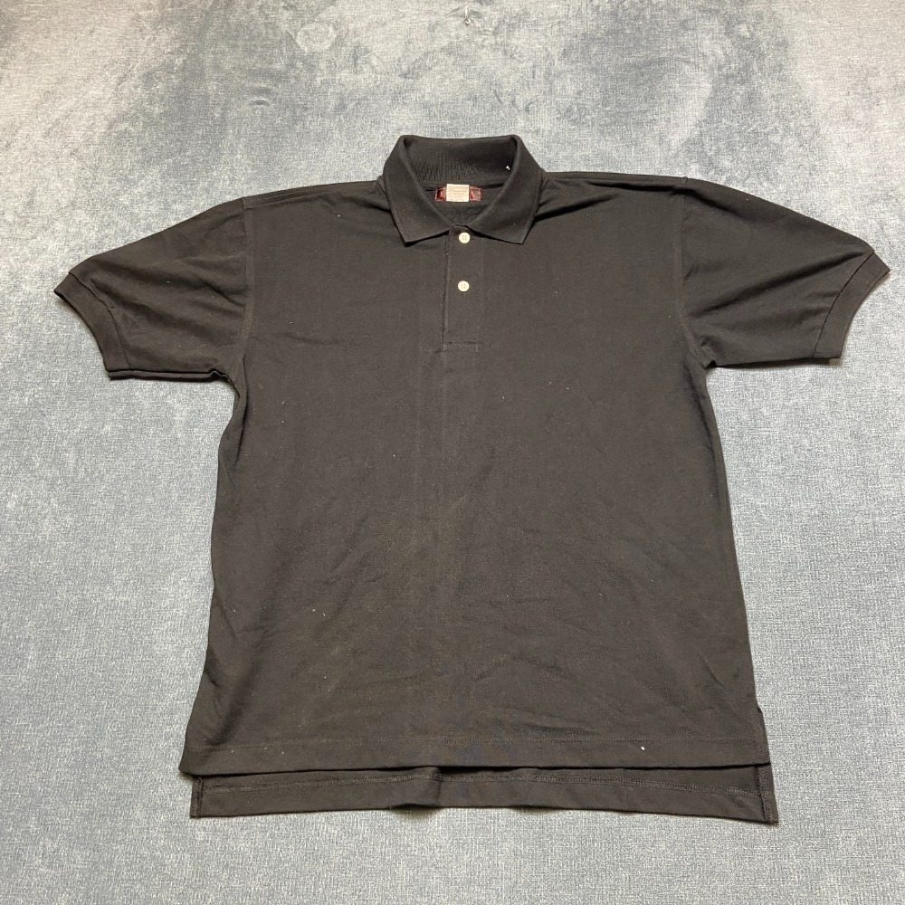 Vintage Lavana Polo Shirt Mens Small Black Cotton Stretch High Low Hem Side Slit